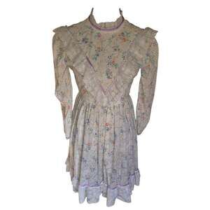 Vintage Cottagecore Coquette Handmade Dress Lace Floral Size XS